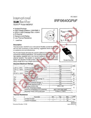 IRFI9640GPBF datasheet  